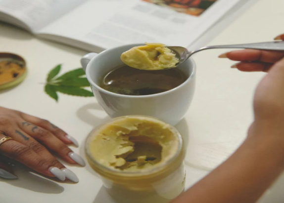 image of cannabis tea made with cannabutter